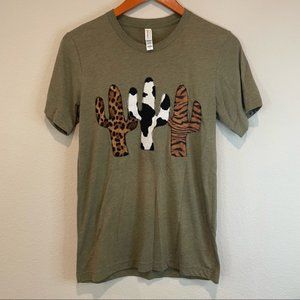 Bella Canvas Moss Green Cactus Cow, Tiger & Leopard Print Tee
